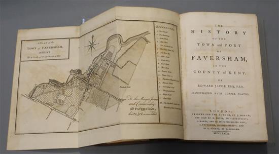 FAVERSHAM: Jacob, Edward - The history of the town and port of Faversham, in the county of Kent, 1st edition, 8vo, calf,